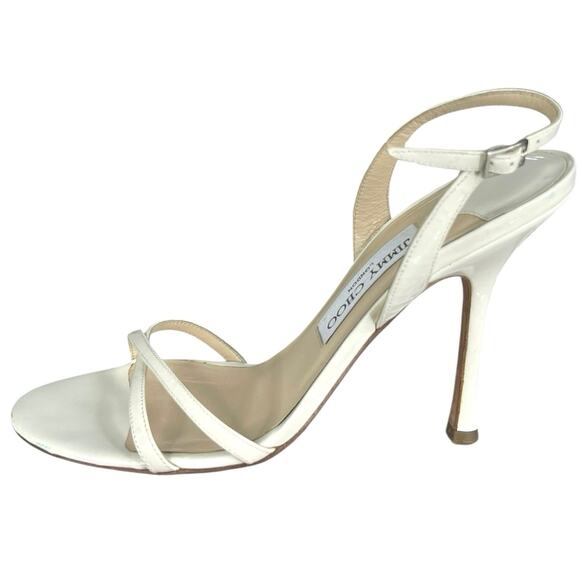 Jimmy Choo Women’s Elsy 70 White Patent Leather Slingback Heels Size 39 US 9 - Picture 3 of 11